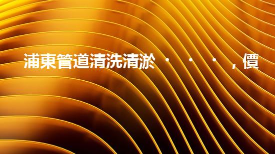 浦東管道清洗清淤，價(jià)格竟然如此驚人！